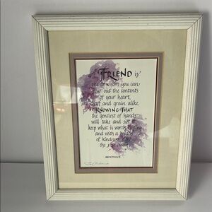 Anonymous Framed Friendship Quote Art with Purple Accents 9 x 11